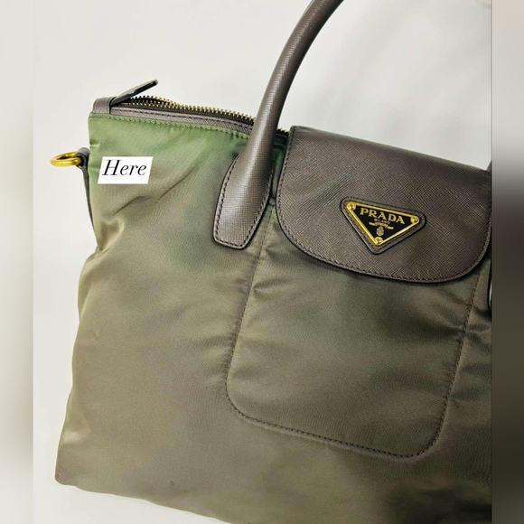 Prada Olive Green Nylon Two way Bag - Picture 3 of 8